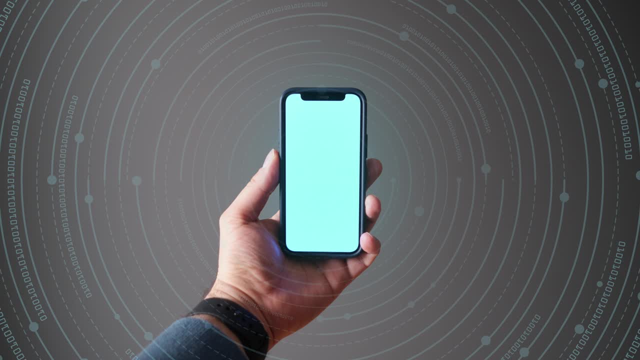 智能手机与抽象的旋转圆圈动画视频下载