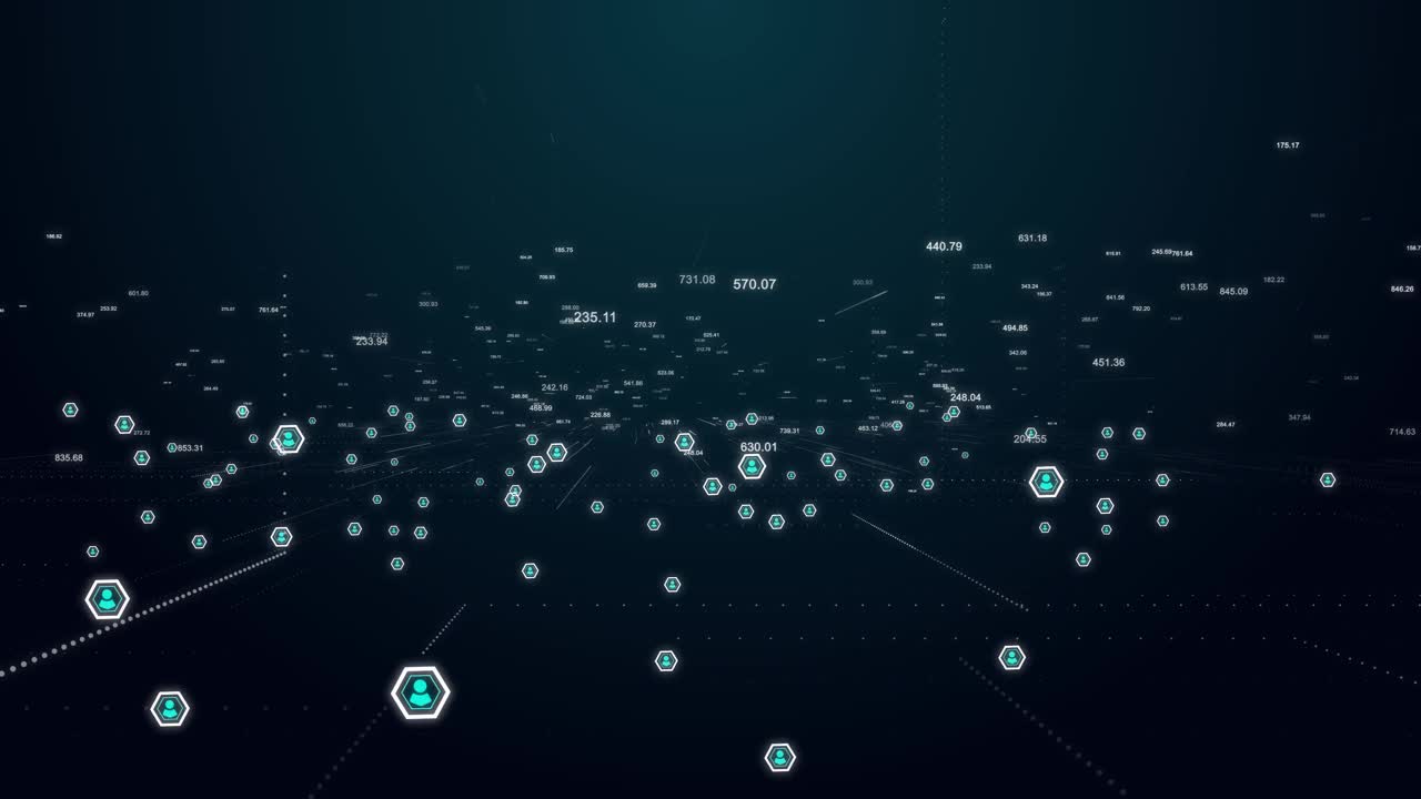 数字网络空间波矩阵接口粒子网络空间，技术连接未来视频素材