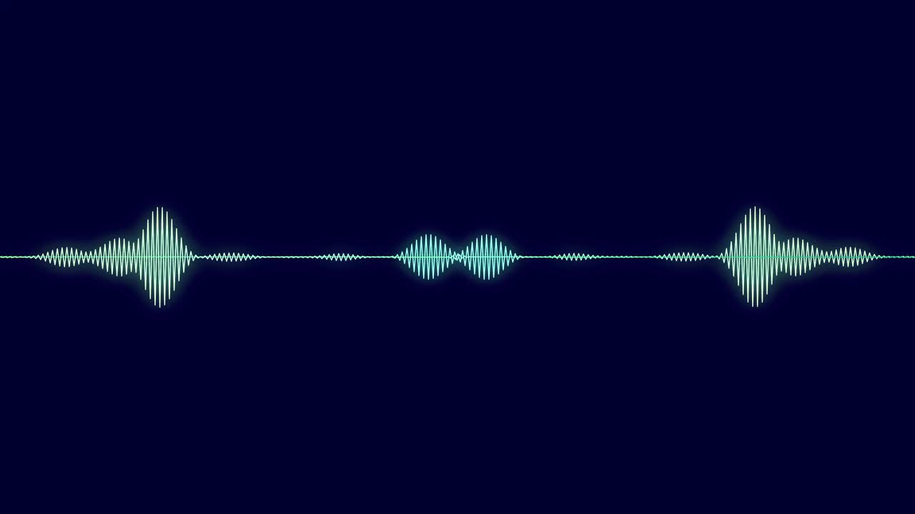 4k抽象音乐声波或音频波从孤立的黑色背景。线数字极简语音和符号技术。视频下载