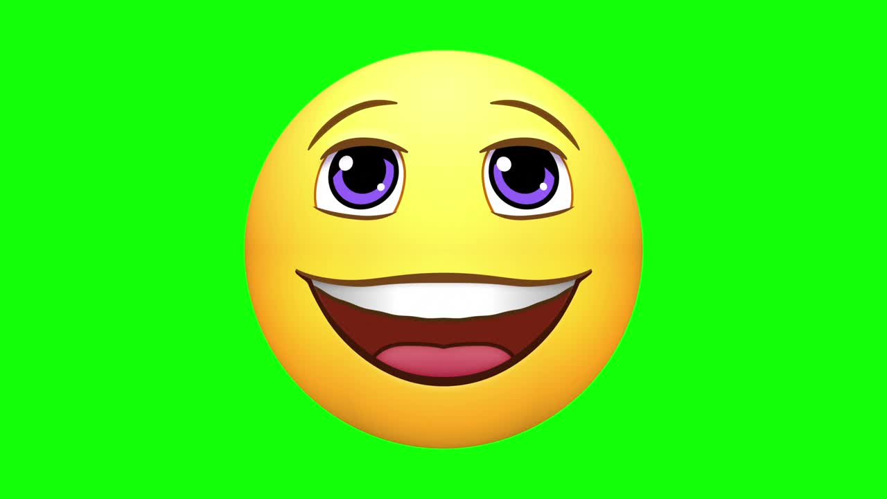 Emojis。快乐，爱，笑，ROFL，中性，哇。几个版本。绿色的屏幕。视频素材