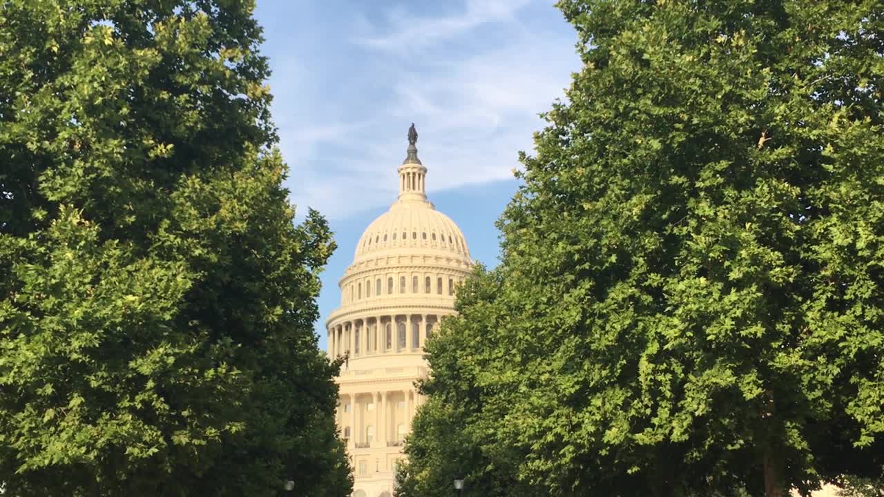 日落时的美国国会大厦-国会山-美国华盛顿特区视频下载