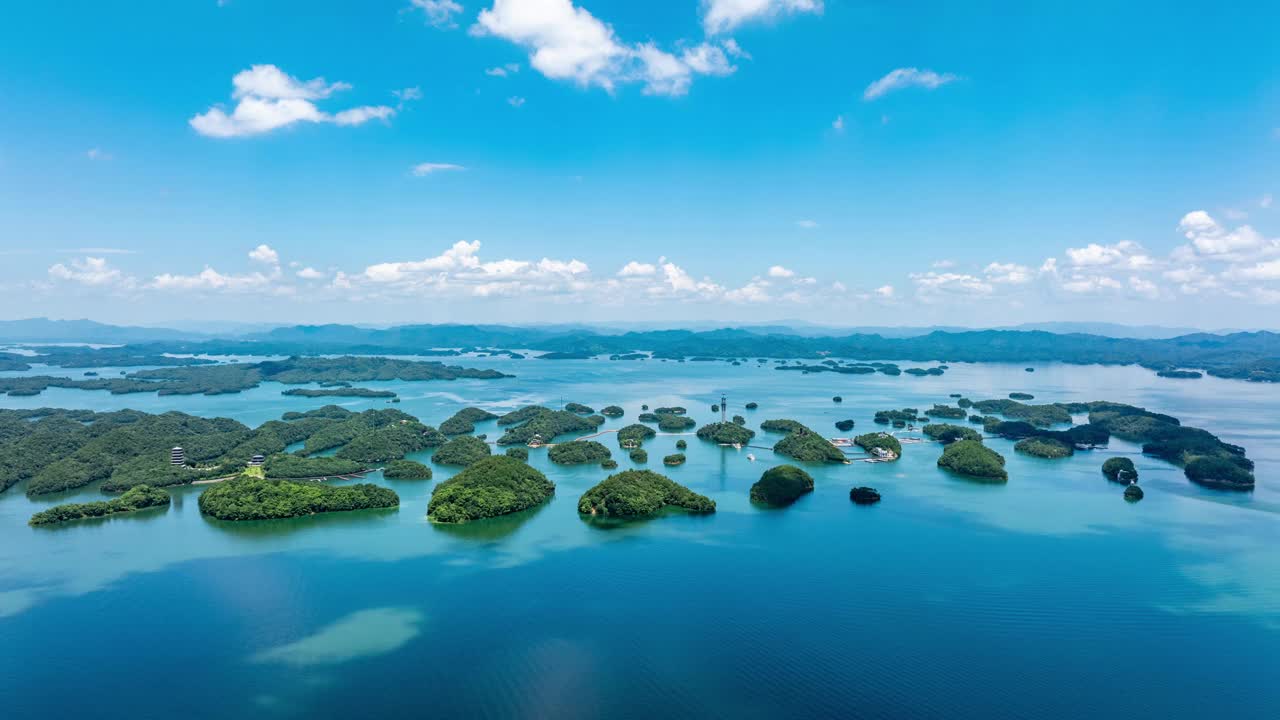 中国千岛湖风景区航拍图视频下载