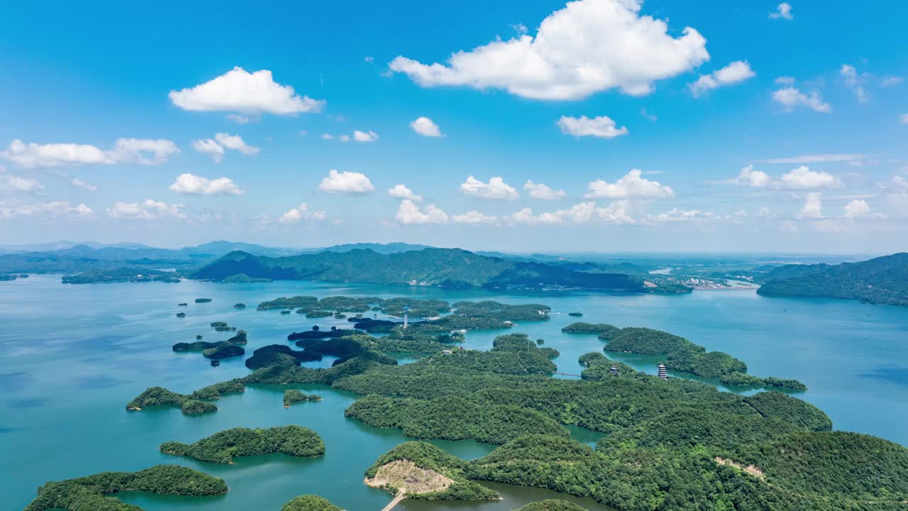 中国千岛湖风景区航拍图视频下载