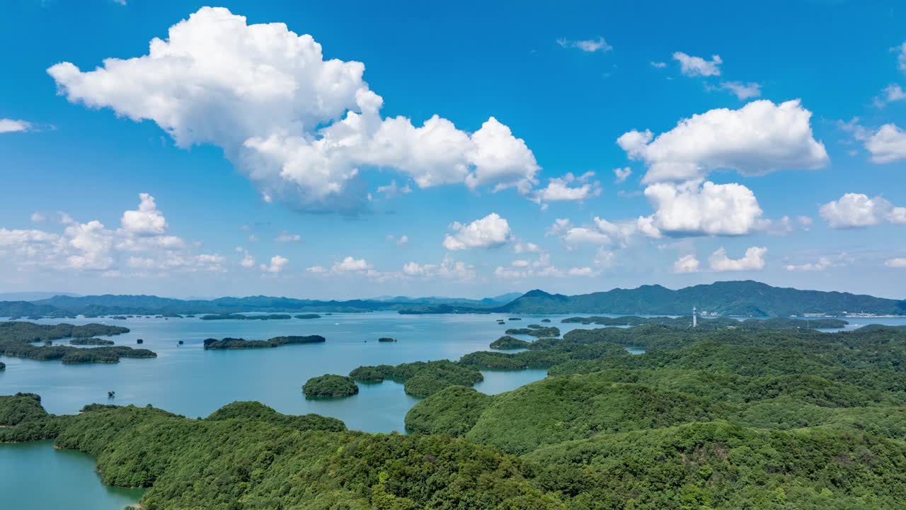 中国千岛湖风景区航拍图视频素材