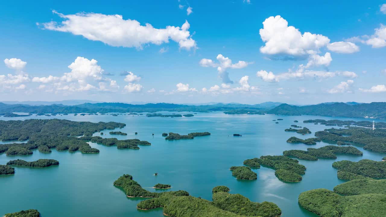 中国千岛湖风景区航拍图视频素材