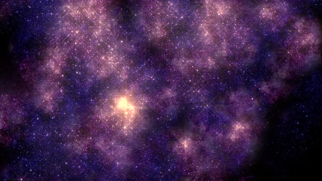 星光灿烂的天空是一个迷人的太空场景，闪烁的星星和星云在紫色和蓝色的阴影中视频素材