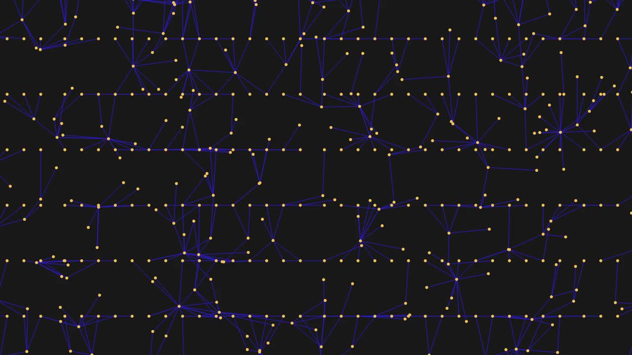 连接的点在黑色背景上创造出迷人的网格图案视频素材