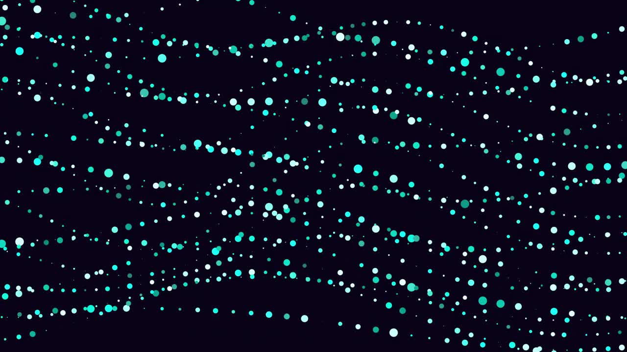 动态涟漪效应白点流动在黑色背景视频下载