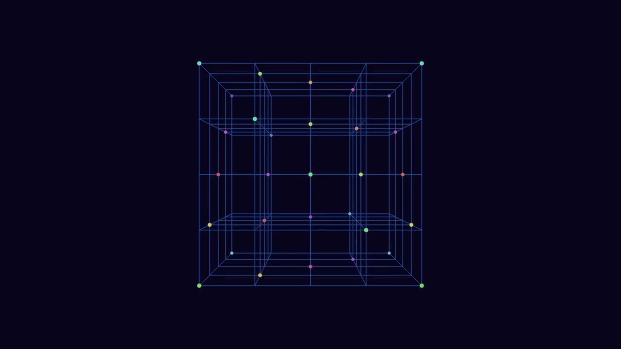 由相互连接的网格图案构成的三维立方体视频下载