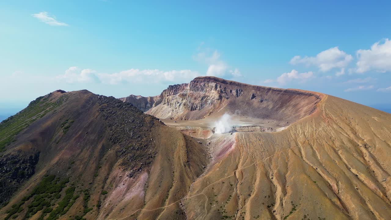 日本密干火山夏季航拍图视频下载