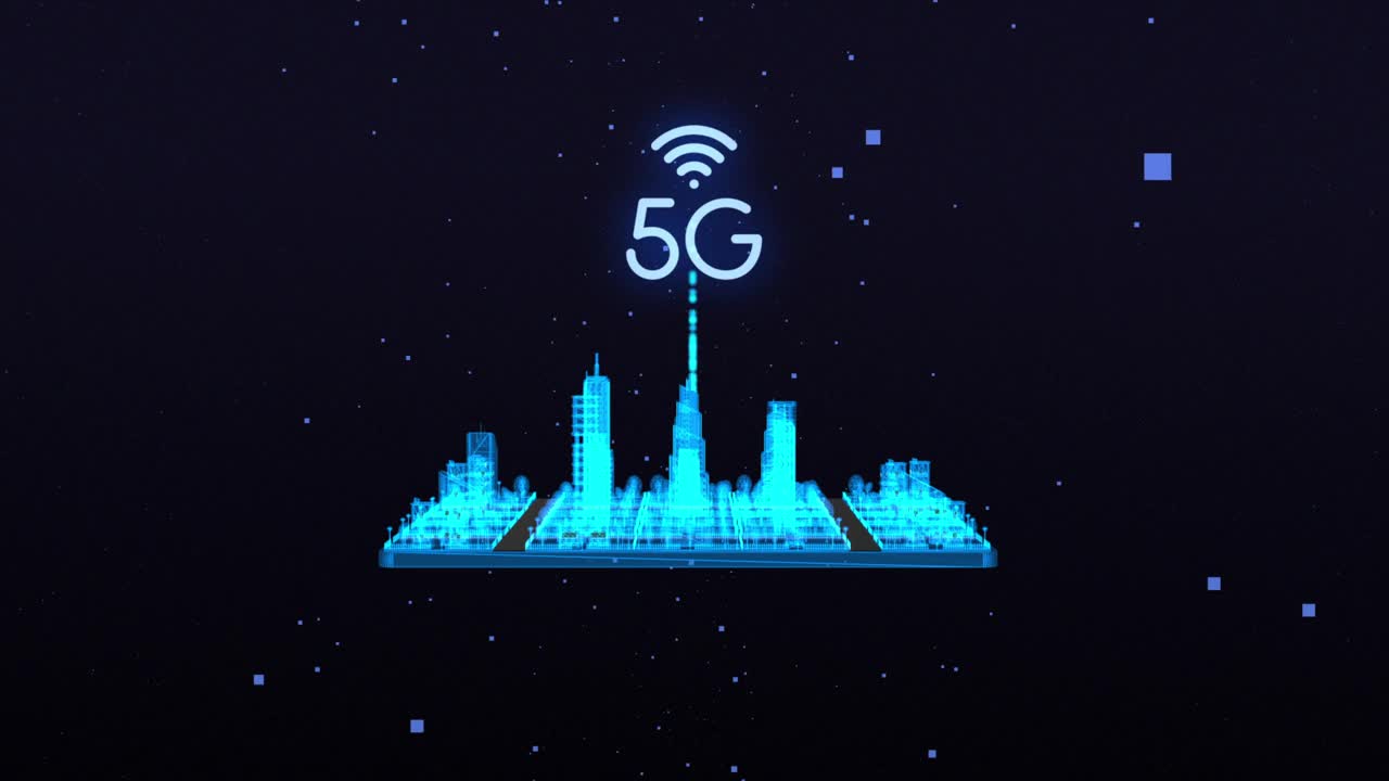 5G高速互联网网络通信技术。智慧城市数字网络空间。视频素材