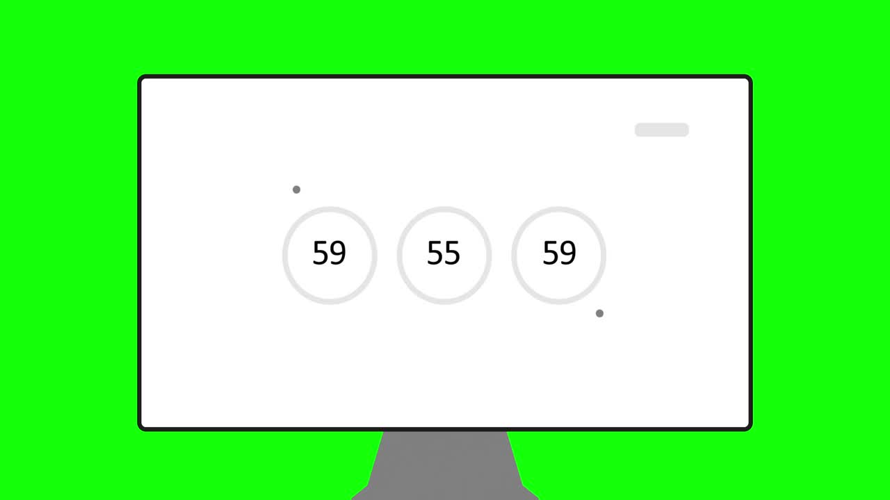 简单圆形图形的循环动画，白色背景上的动画信息图。动画图表的背景上的现代计算机显示器孤立的绿色背景。高品质的4k运动设计。视频素材