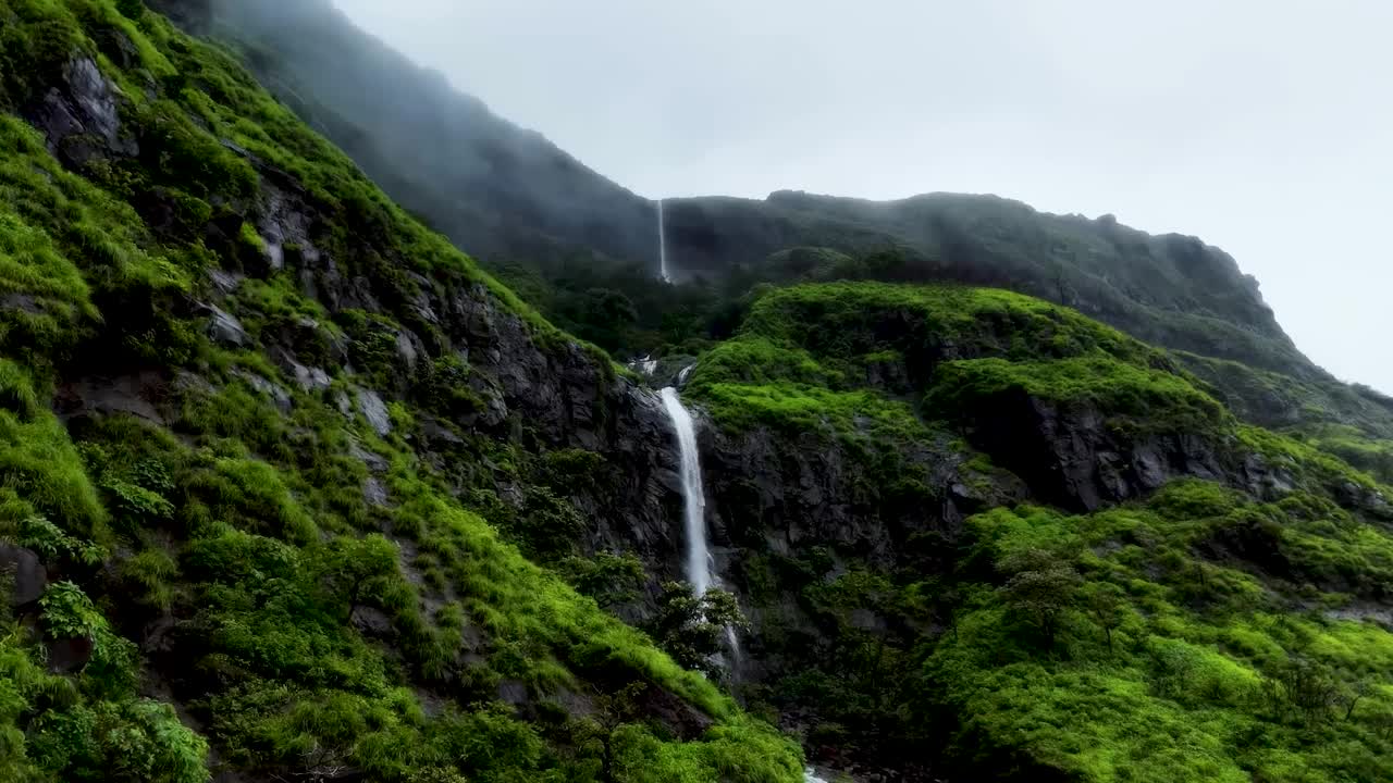 热带雨林中的瀑布。视频下载