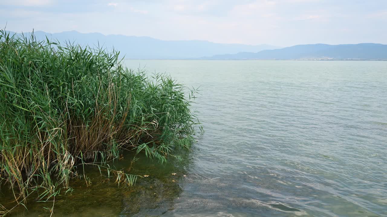 北马其顿夏日夕阳下的多季兰湖视频下载