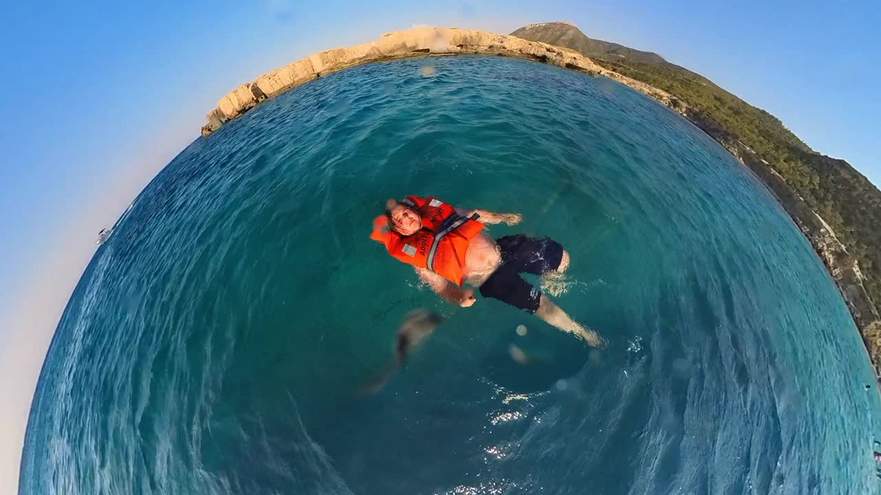 年轻人在海里游泳视频素材