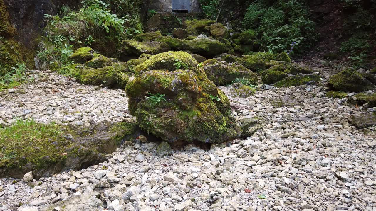 苔藓覆盖的石头和中世纪建筑视频下载