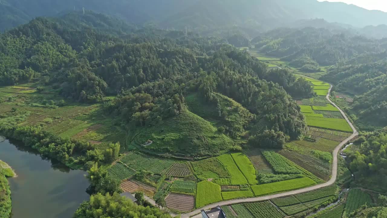 安徽皖南山区高山茶园航拍图视频下载