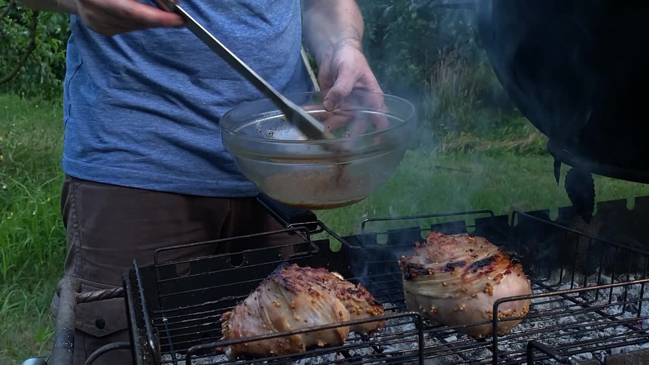 户外烹饪，BBQ概念视频素材