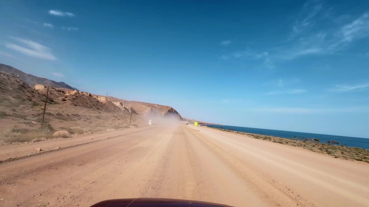 伊塞克库尔湖南岸，高速公路正在建设中视频素材