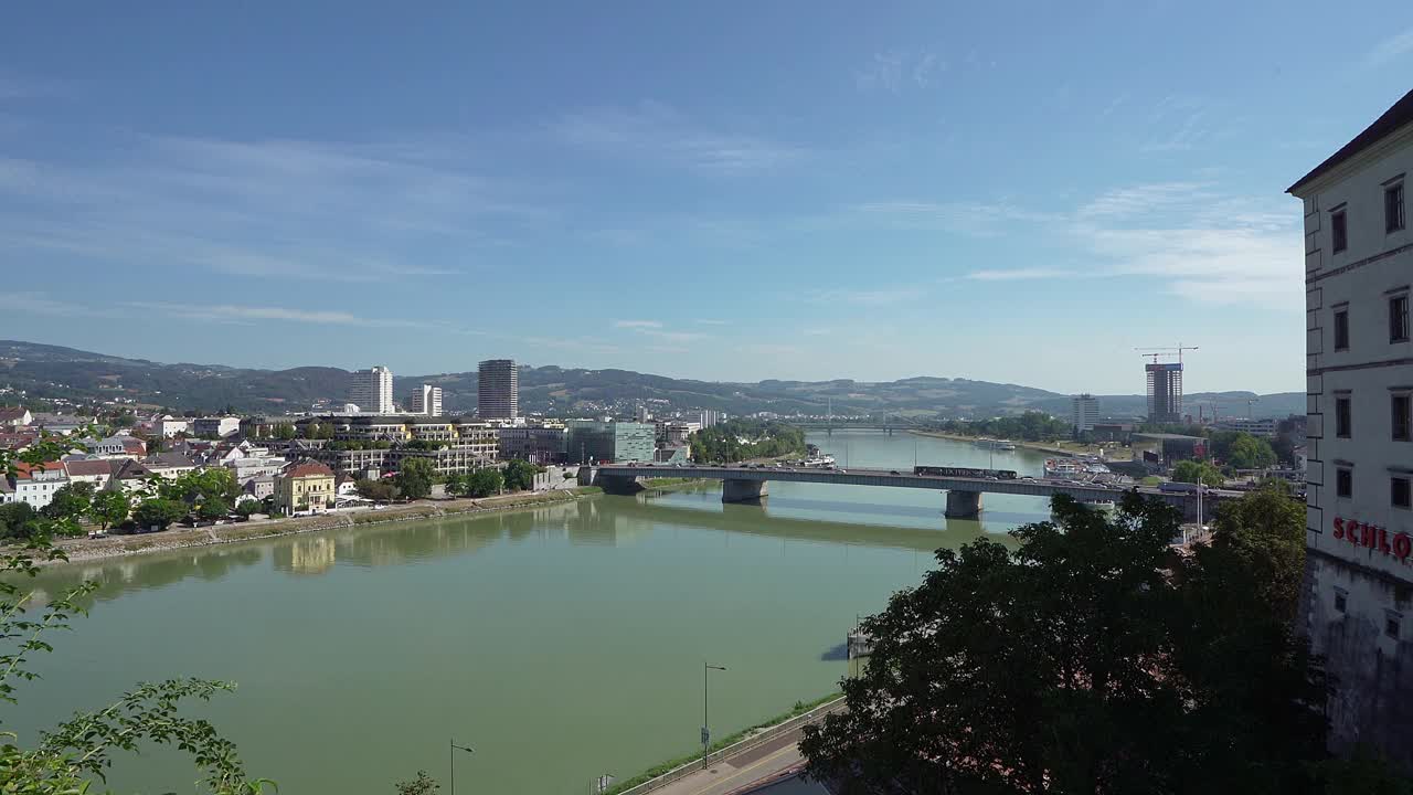 奥地利林茨多瑙河全景图视频素材