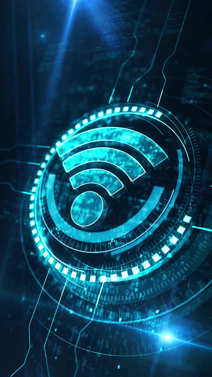 WiFi无线移动连接符号数字概念垂直环路视频下载