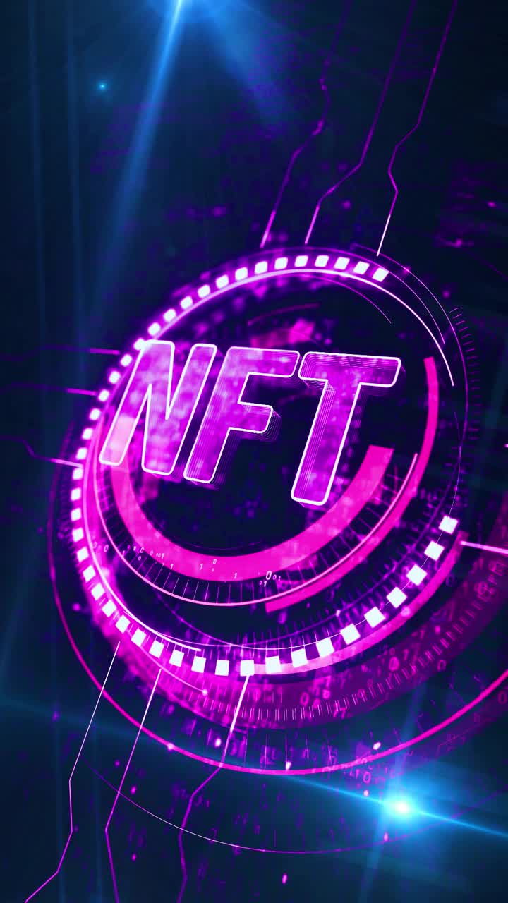 NFT不可替代符号符号数字概念垂直循环视频下载