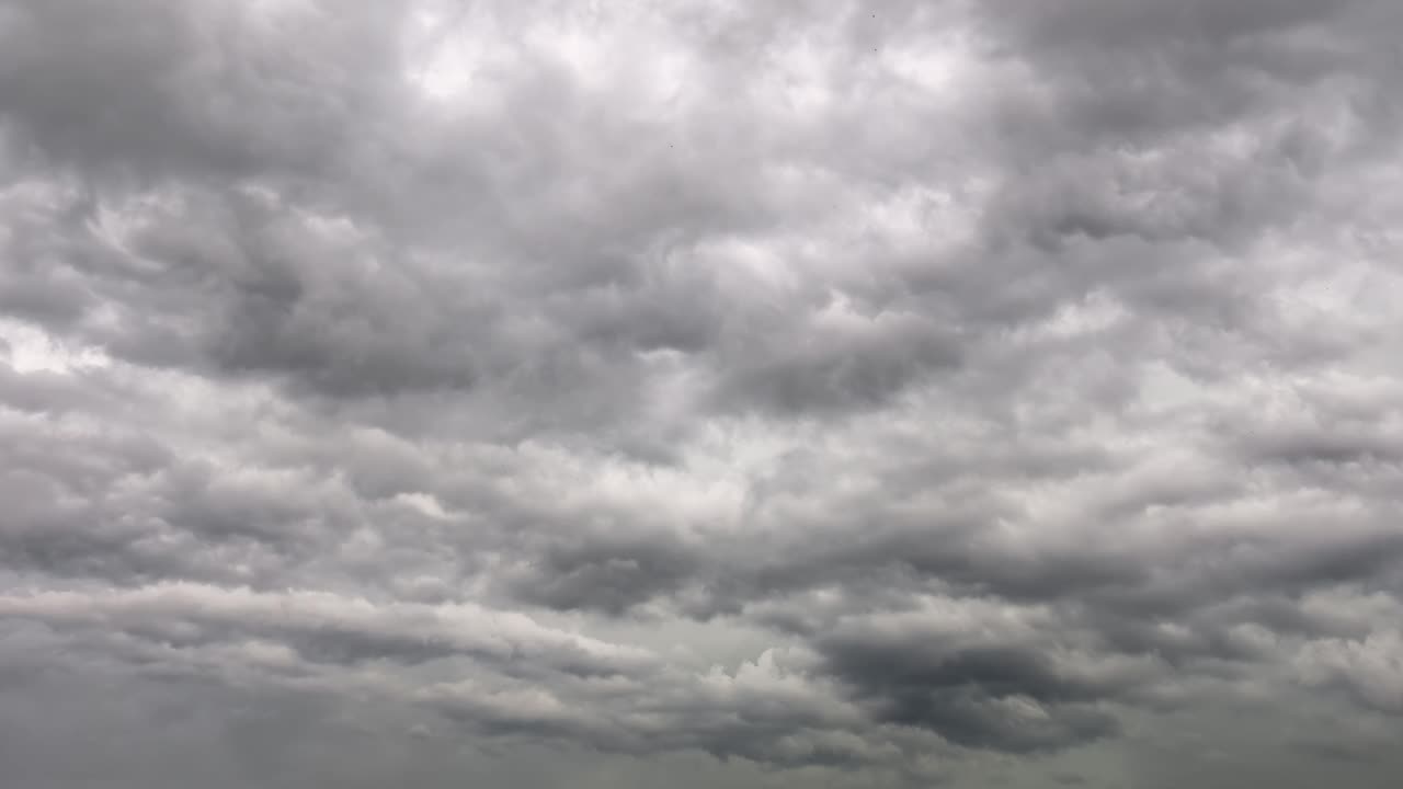 夏日里乌云密布的暴风雨天空。实时视频下载