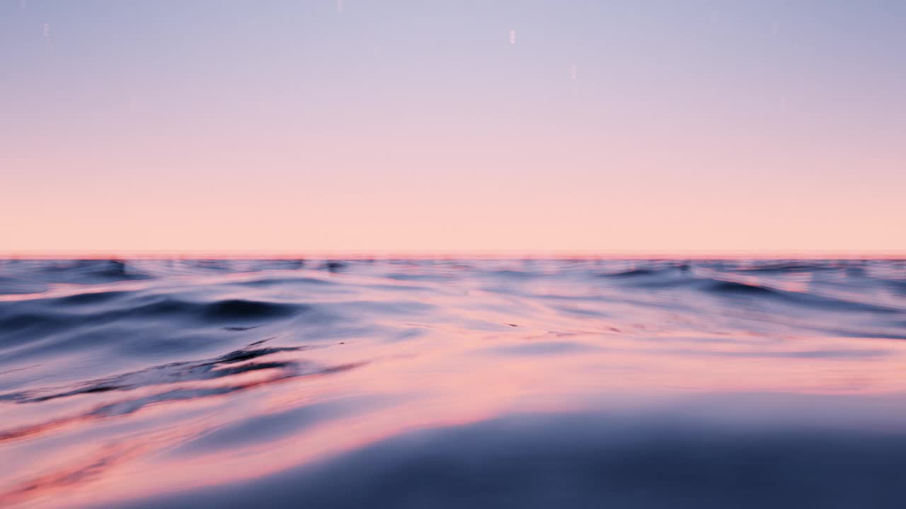 波浪大海沙滩和日落天空抽象的背景。自然和夏季的概念。3 d渲染。视频下载