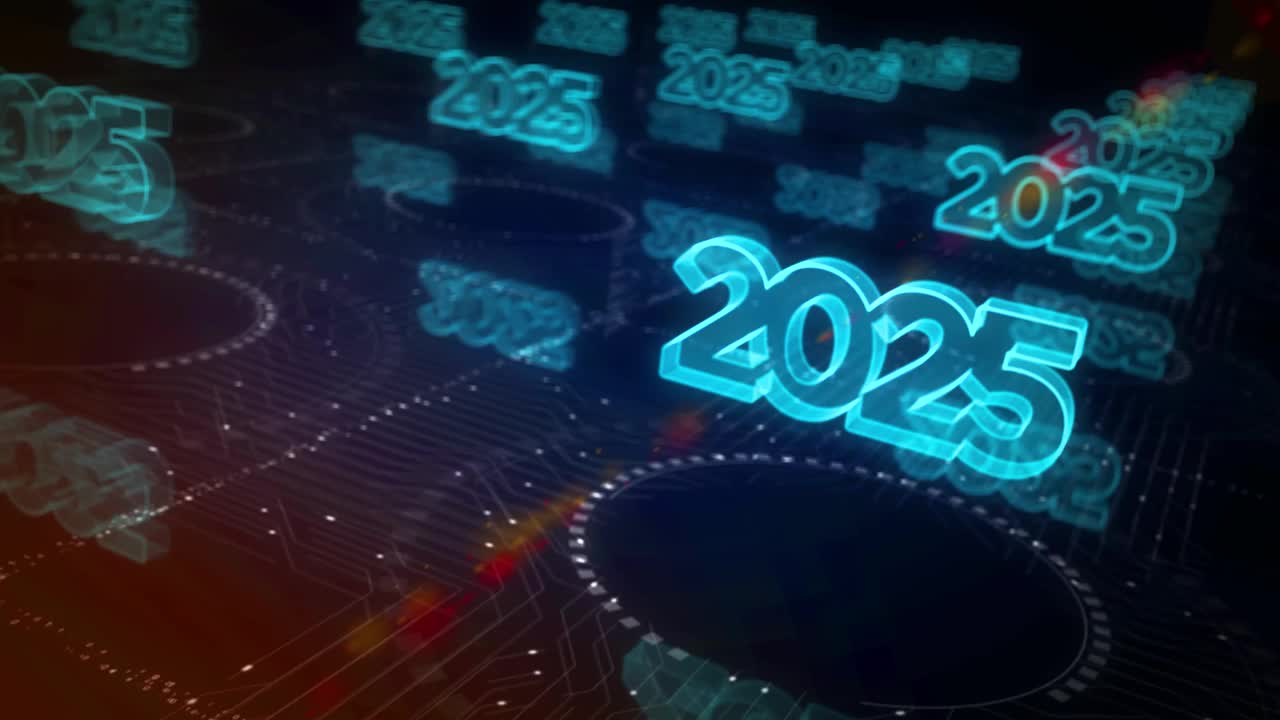 2025年未来的霓虹灯符号循环网络概念视频素材