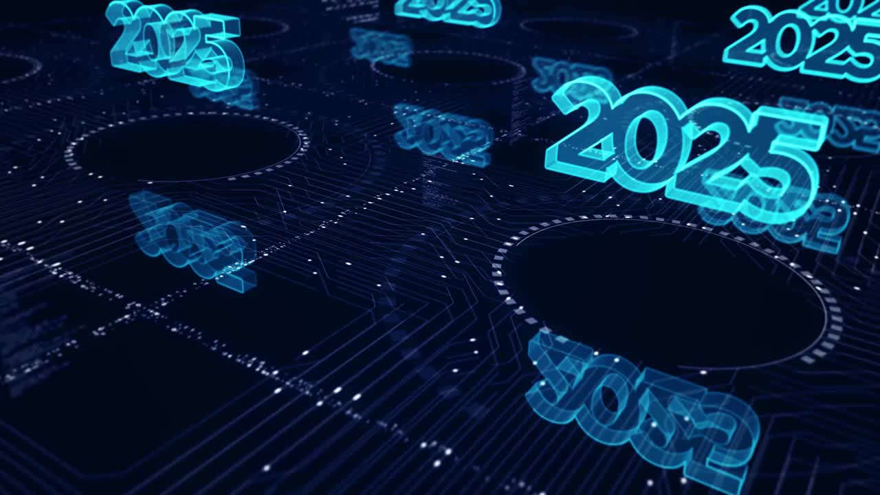 2025年未来的霓虹灯符号循环网络概念视频素材