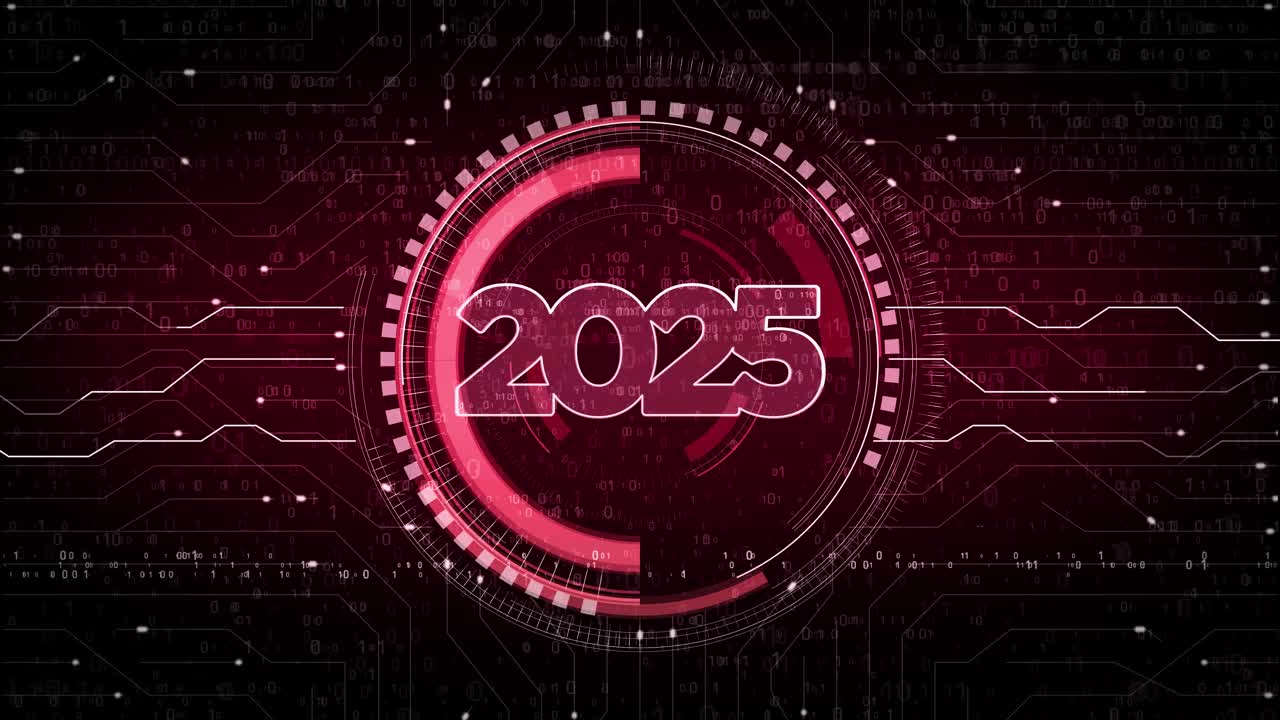 2025年未来主义霓虹灯符号循环数字概念视频素材