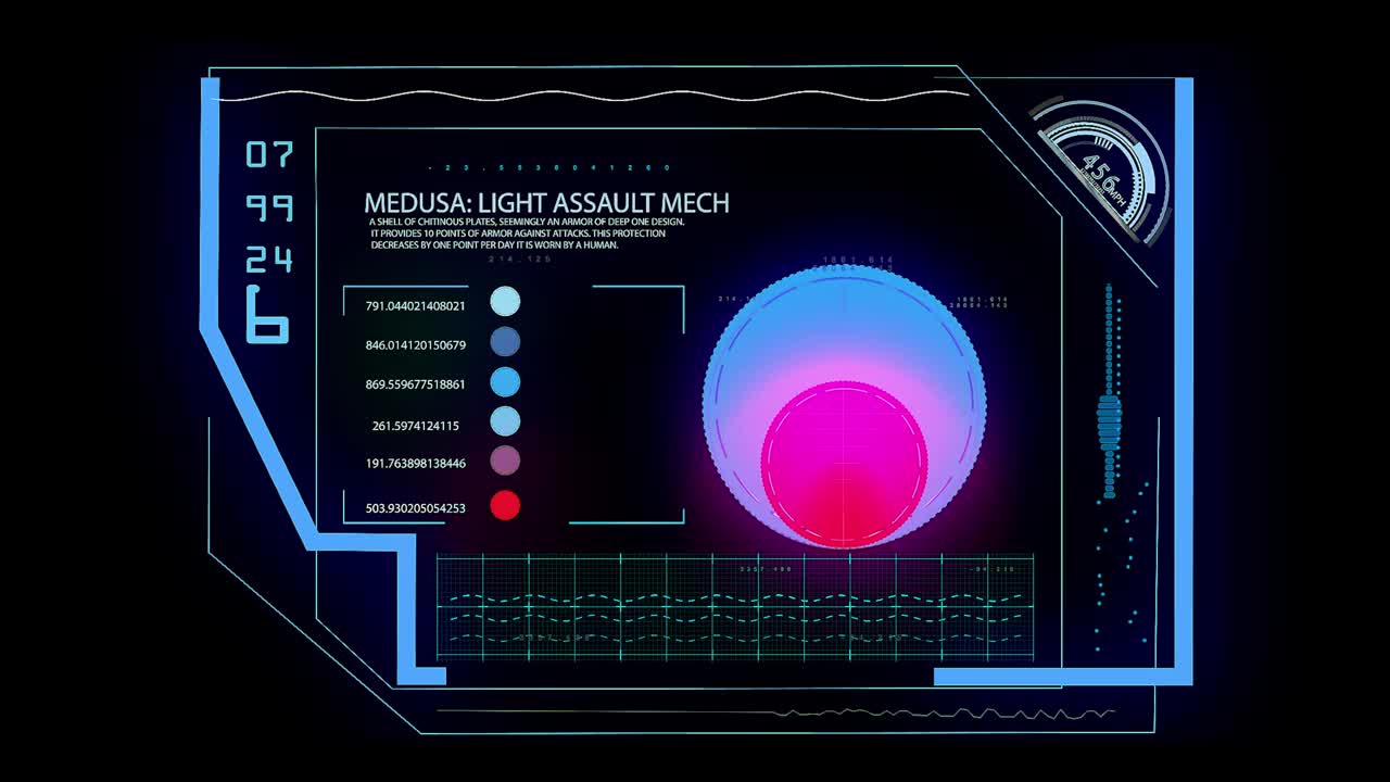 未来的HUD显示与科幻元素。蓝色数字数据接口。视频素材