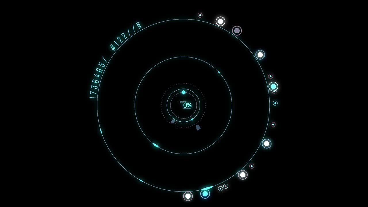 未来的HUD显示与科幻元素。蓝色数字数据接口。视频素材