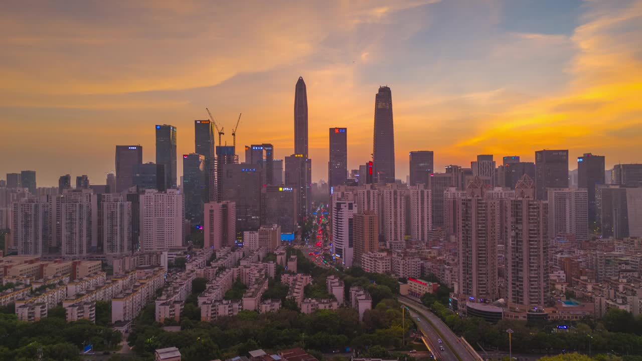 深圳智慧城市天际线的昼夜超缩图视频素材