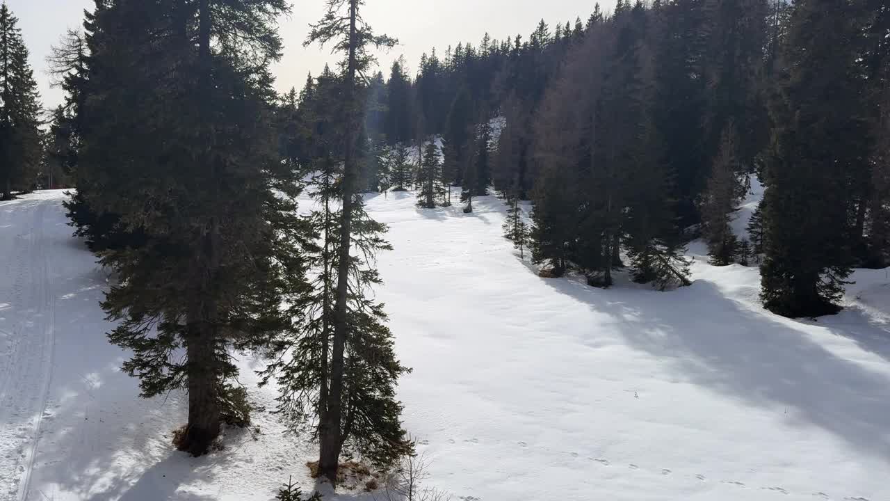 缆车俯瞰滑雪坡视频下载