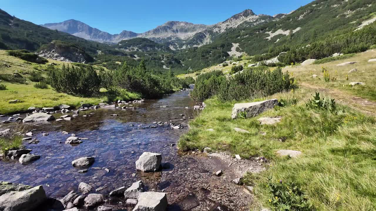 保加利亚皮林山Banderitsa河附近的景观视频素材