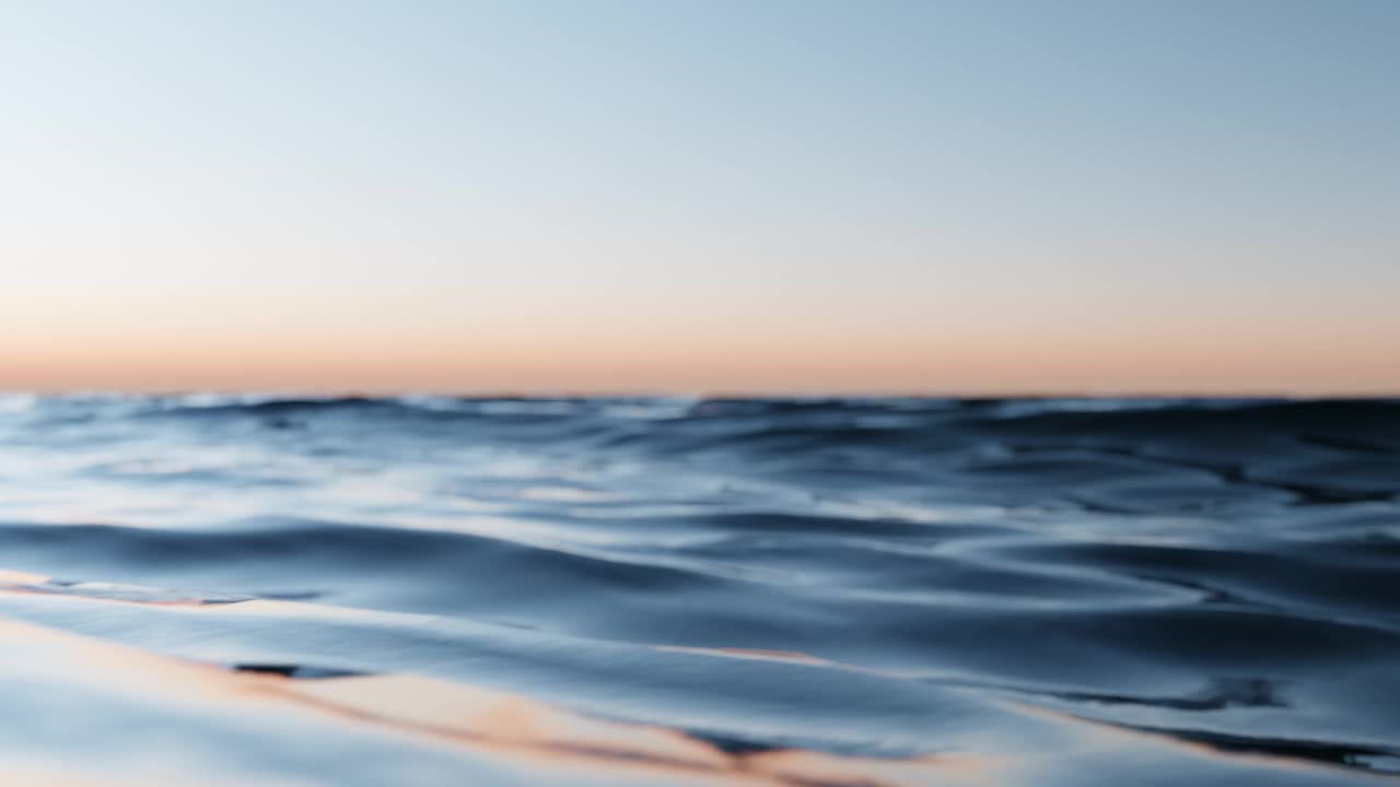 波浪大海沙滩和日落天空抽象的背景。自然和夏季的概念。3 d渲染。视频下载