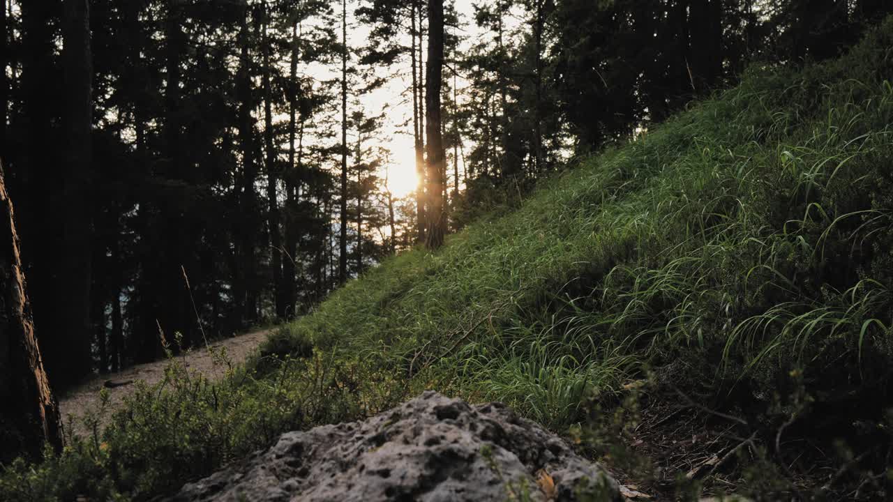 一个人在山林中奔跑视频素材