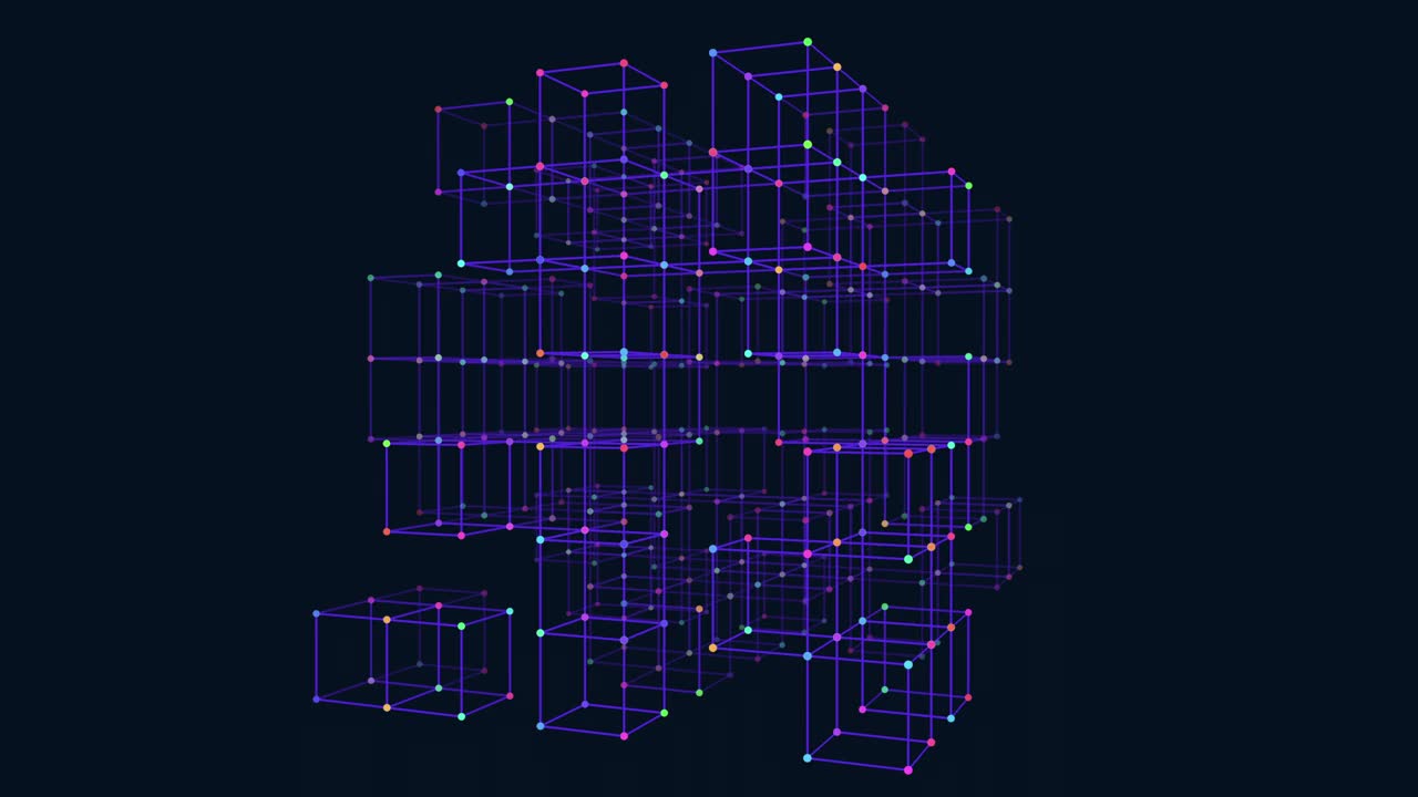 彩色三维立方体由相交的线视频素材