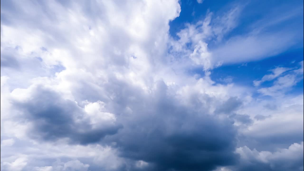 流动的阳光风景天空。夏日碧蓝的天空随浮云流逝。视频下载