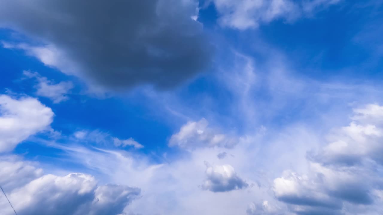 天空中流动的云。蓝色的夏末云景。视频下载