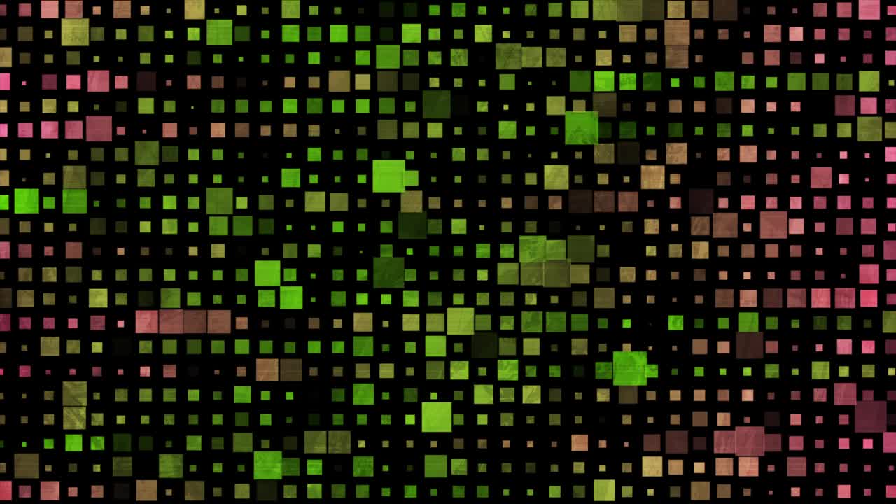 绿色粉红色最小马赛克正方形抽象几何垃圾运动背景视频素材