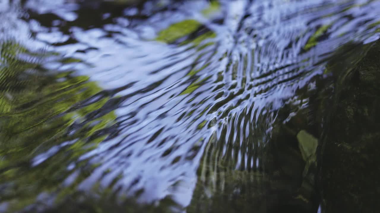 自然景观与抽象的表面图案从水流下的溪流在热带雨林视频素材