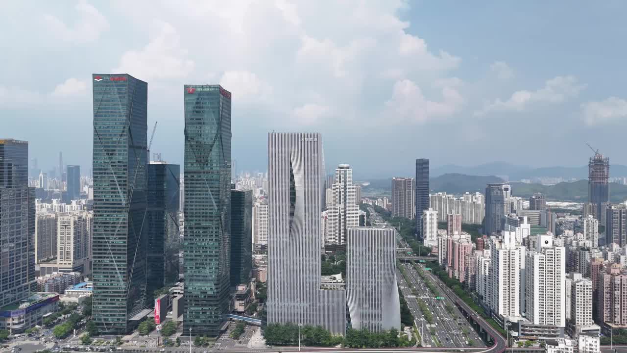 中国深圳，城市建筑的天际线视频素材