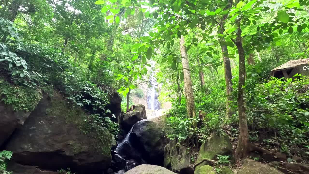 清澈的水流在多洛瀑布的美丽景色视频下载