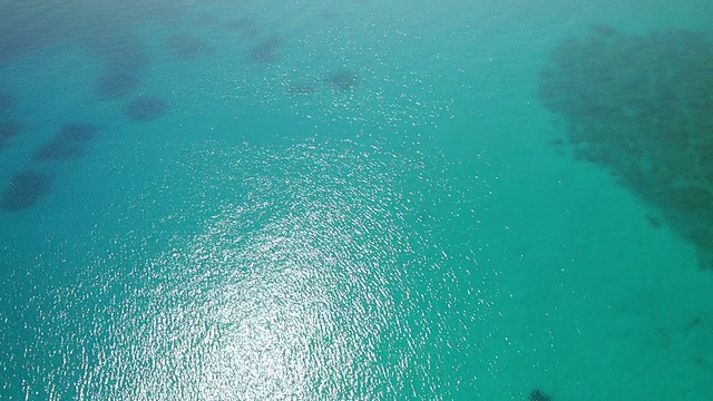 鸟瞰图的绿色蓝色浅水视频素材