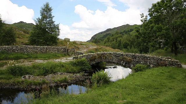 驮马桥Watendlath Tarn湖区，坎布里亚，英国视频素材