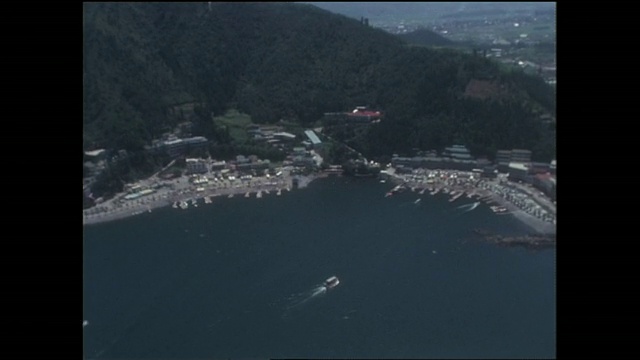 1969年，空中天线日本川口湖视频素材