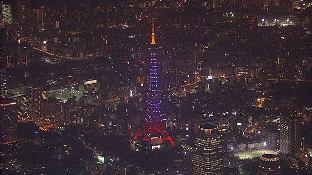 东京塔夜间天线视频素材