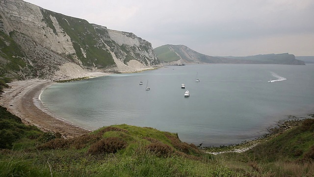 英国卢沃斯湾多塞特东部的姆佩湾海滩视频素材